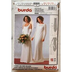 Burda Pattern‎ 8966 Women's Wedding Dress Size 10-12-14-16-18-20-22 Uncut FF